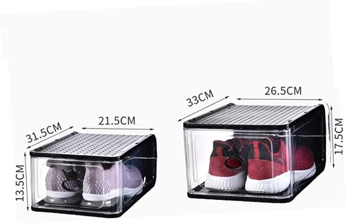 CHILDWEET 5pcs Small Detachable Transparent Shoes Storage Boxes Stackable Plastic Organizer for Home Bedroom Breathable Design for Shoes and Accessories Black
