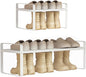 Expandable 1-Tier Metal Shoe Rack (H:10"), Adjustable Width 14.9"-23.6", Heavy-Duty Free-Standing Shoe Organizer for Closet, Entryway & Small Spaces – Single Pack