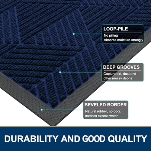 Smiry Front Door Mat Outside Entrance, Low Profile Rubber Doormat, 29.5x17 - Image 4