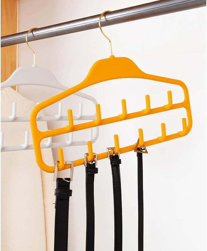 2 Pack Belt Hanger Tie Rack for Closet Sturdy Belt Organizer with 360 Degree Swivel Belt Hanger Rack Holder for Closet Non Slip Durable Hanging Closet Organizer (Grey)