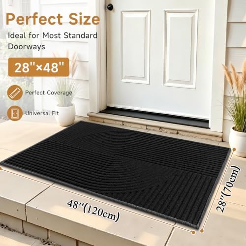 HEBE Front Door Mat Outside Entrance 28"x48", Washable Welcome Doormat - Image 2