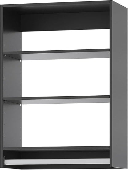 Medium Double Hanging Closet Unit, Modular Closet System, Wood Closet System Organizer with Storage for Walk in Closets, Clothing Rack Closet for Hanging Clothes, Bedroom, Black, 25.5" W