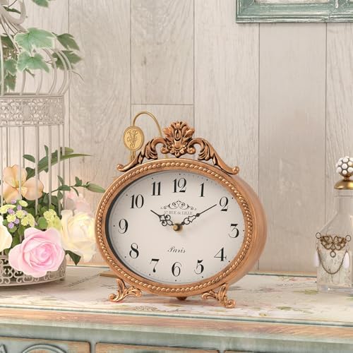 Abdurey Vintage Table Clock,Antique Gold French Rustic Style Mantel Clock - Image 5