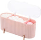 Tecbeauty Qtips Holder, 3 Grids Separate Cotton Swabs Ball Dispenser, Storage Box, Jar for Cotton Pads Bathroom Organizer Canisters - Pink