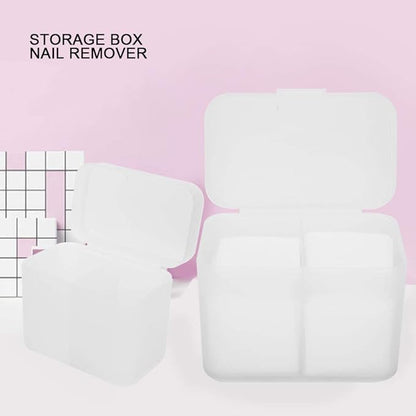 2 Grids Nail Storage Box Nail Polish Remover Pad Storage Box Container Box Plastic Box Transparent Box Makeup Storage Box Durable Safe and Hygienic Suitable for Home Salon(WHITE)