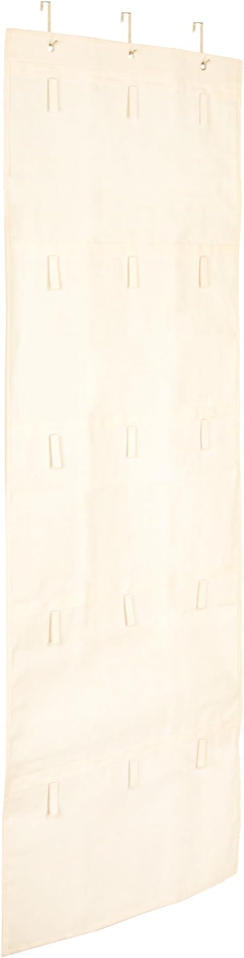 Household Essentials Over the Door Cotton Blend Cap and Hat Organizer with 15 Velcro Hangers, Natural