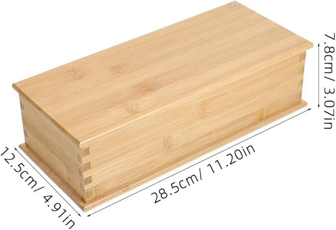SHERCHPRY Bamboo Chopstick Box with Lid 11.22X4.92X3.07In Japanese Style Utensil Holder Kitchen Drawer Organizer Flatware Storage Container for Chopsticks and Cutlery