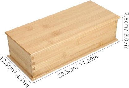 SHERCHPRY Bamboo Chopstick Box with Lid 11.22X4.92X3.07In Japanese Style Utensil Holder Kitchen Drawer Organizer Flatware Storage Container for Chopsticks and Cutlery