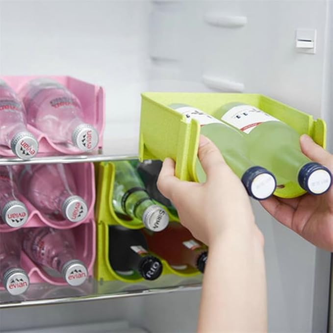 Amosfun Stackable Wine Rack Soda Can Organizer for Refrigerator, Cabinet, Countertop,Wine Bottle Holder 2 Pack