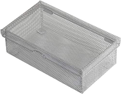 Ybm Home Silver Hinged Mesh Pencil, Markers, Pens Storage Box, School Supply Holder Office Desktop Organizer 2307 (1) by YBMHome