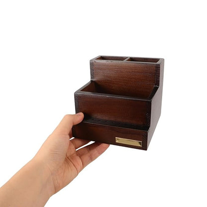 minkissy Antique Solid Nail Tool Storage Box 4.72X4.33X3.93 Inch Desktop Organizer Large Capacity for Manicure Drill Bits Brushes Polishing Heads Home Salon Use