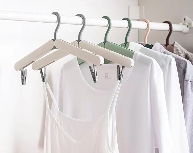 4 Pack Travel Hangers,Foldable Hangers,with Hidden Clips,Lightweight and Portable,Space Saving,Suitable for Skirts, Pants,Suits, Jackets, etc (Blue)