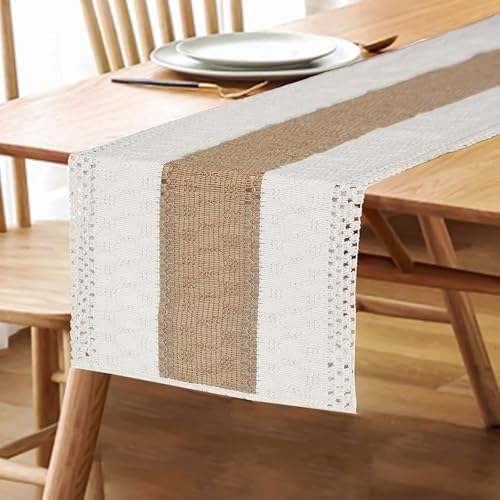 FEXIA Boho Table Runner for Fall Home Decor 12x36 Farmhouse Woven Runner - Image 5