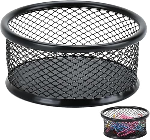 Black Metal Mesh Desk Organizer - Multi-Purpose Clip Holder for Office and School Supplies, Paperclip/Binder Clip Dispenser with Non-Slip Base (Home Office, Classroom, Study Desk Accessories) by Unknown