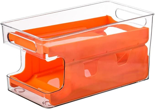Soda Cans can Be Stacked with Storage Racks and Automatically Roll Off The Beverage Racks, It is Suitable for Refrigerators, Freezers, Kitchens, Countertops and Cabinets (Orange)