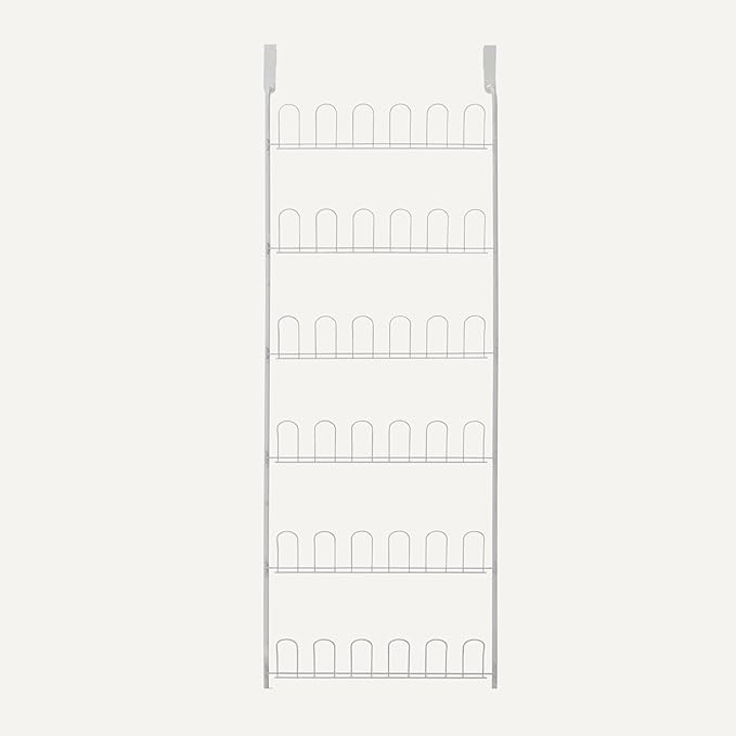 Amazon Basics Over the Door Metal Shoe Rack, 18 Pair Capacity, Space Efficient, Powder-Coated for Rust Resistance, White
