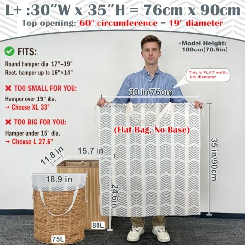 Canvas Laundry Bag with Handles & Drawstring 30"Wx35"H, L+ Geom Arrow - Image 3