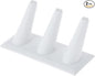 Plymor White Faux Leather Ring Finger Display, Three on Rectangular Base, 4.875" W x 2.25" D x 2" H (Pack of 2)