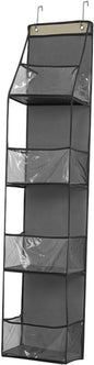 1 Pack Over Door Organizer with 4 Large Pockets, Capacity Hanging Storage with Clear Window Toys, Shoes, Diapers(Gray)