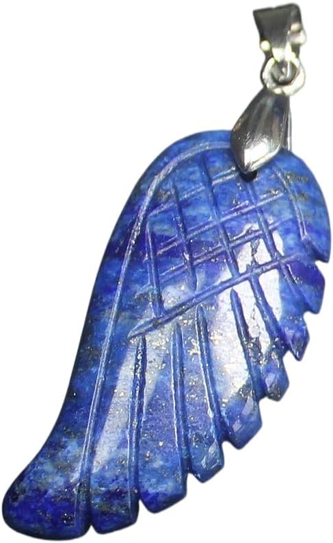 35mm Hand carved mixed gemstom angel wing for necklace pendant bead (lapis)