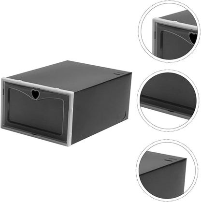 6pcs Sneaker Boxes over The Door Organizer Stackable Shoe Rack Pp Material Black