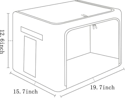 FHSQX 2 Pack Clear Window Storage Bins Large Foldable Fabric Storage Bins Boxes for Clothes Stackable Organizer Set with Carrying Handles19.7X 15.7X 12.6 Inches