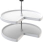 Rev-A-Shelf 2 Tier Kidney Cut Lazy Susan for Corner Base Cabinets, Plastic, 32" Double Shelf Swivel Kitchen Spice/ Can Organizer, White, 3472-32-11-52