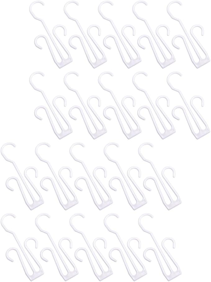 20Pcs White Plastic Shoe Storage Hooks Hanging Shoe Organizer Rack for Drying and Display Slipper Holder for Bedroom Closet and Travel Use