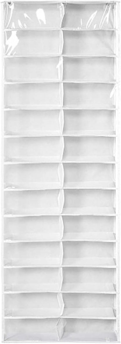 Over the Door Sweatshirt Organizer Hanging Clear Door Shoe Organizer with 26 Pocket Foldable Heavy Duty Toy Storage