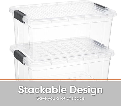 Superio Clear Storage Box with Lid, 36 Quart Plastic Container Bins for Organizing, Stackable Crates, BPA Free, Non Toxic, Odor Free, Organizers for Home, Office, School, and Dorm, 10 Pack