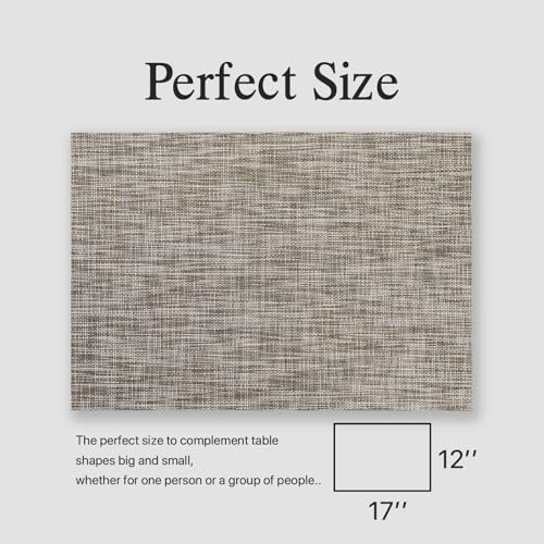 Placemats Set of 12 - Easy Clean Woven Vinyl Placemats for Dining Table, Indoor/Outdoor Place Mats, Washable PVC Table Mats（Cappuccino） - Image 6
