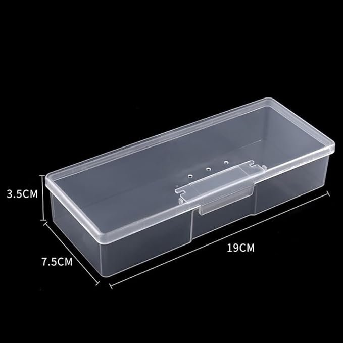 GSHLLO 2 Pcs Clear Nail Art Storage Box Manicure Tool Organizer Case Small Plastic Pedicure Box Rectangle Stackable Containers Nail Implement Supplies Cases Makeup Display Cases with Hinged Lids Pink