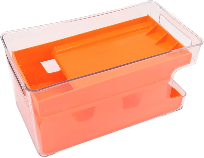 Soda Can Dispenser 2 Tier Soda Can Rack,for Pantry Refrigerator for Pantry Refrigerator (Orange)