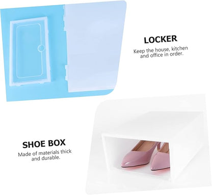6pcs Stackable Transparent Shoe Storage Box Thicken Plastic Container for Organized Closet Entryway Bedroom s White