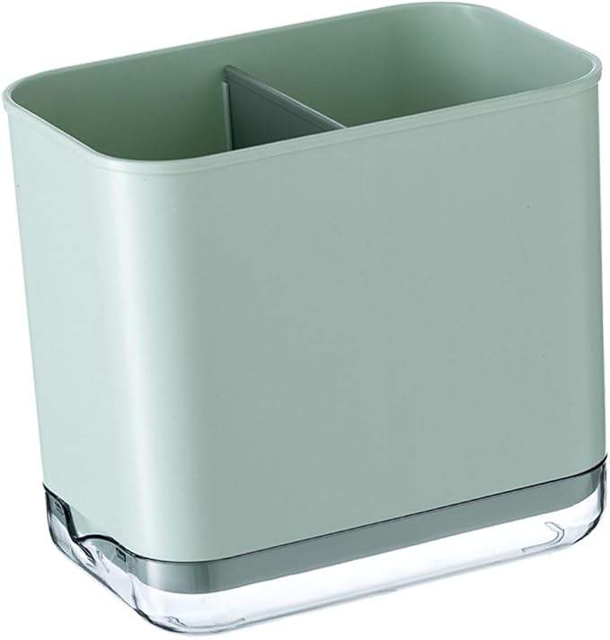 Kitchen Utensil Holder, Silverware Drying Basket Cutlery Drainer Caddy Silverware Cutlery Organizer Flatware Holder with 2 Compartments (Green)