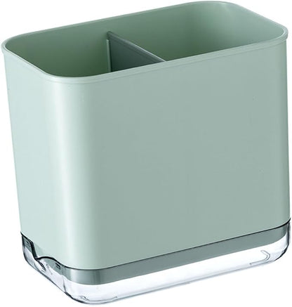 Kitchen Utensil Holder, Silverware Drying Basket Cutlery Drainer Caddy Silverware Cutlery Organizer Flatware Holder with 2 Compartments (Green)