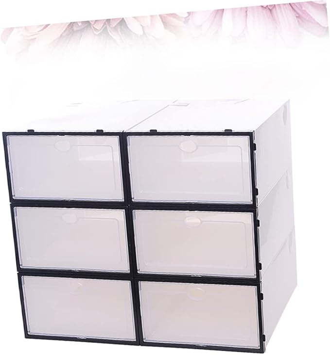6pcs Shoes Storage Box Plastic Shoe Container Stackable Organizer Bin for Home Kitchen Office Closet
