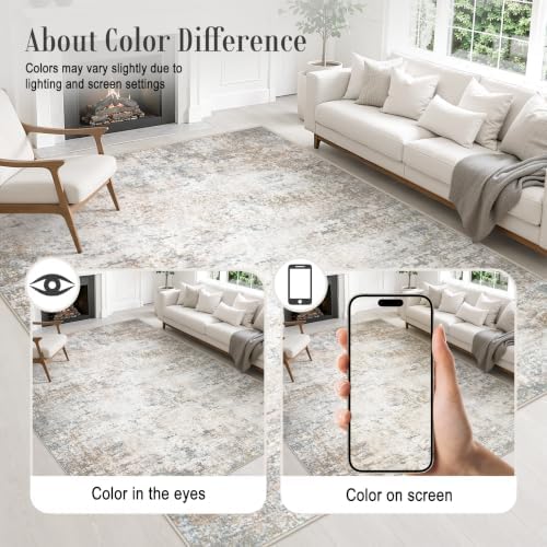 Area Rug Living Room: 3x5 Modern Washable Indoor Soft Carpet Brown - Image 6