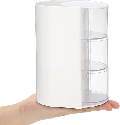 Rotating Hair Accessories Organizer with Comb Holder Plastic Hair Clips Storage Container Cosmetic Storage Box for Makeup Sponge Brush, 3-Layer White