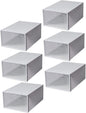 Uonlytech 6pcs Stackable Plastic Shoe Boxes White Shoe Storage Organizer for Home Transparent Containers for Sneakers Sandals Slippers Material