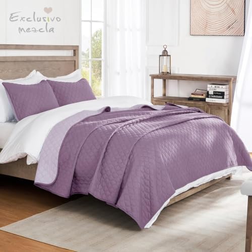 Exclusivo Mezcla Reversible California King Quilt Set, Dusty Lavender - Image 2