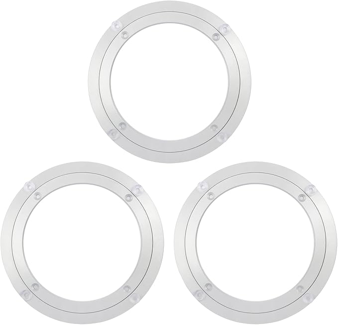 3 Pack 8 Inch Aluminium Alloy Turntable Bearing, Heavy Duty Swivel Turntable Lazy Susan for Round Dining Table, 8" Smooth Swivel Turntables for Lazy Susan Dining Table?Silver