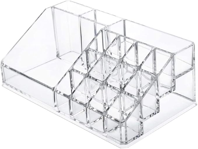 Lipstick Organizer and Storage, 16 Slots Clear Case Display Rack Holder (QX154)