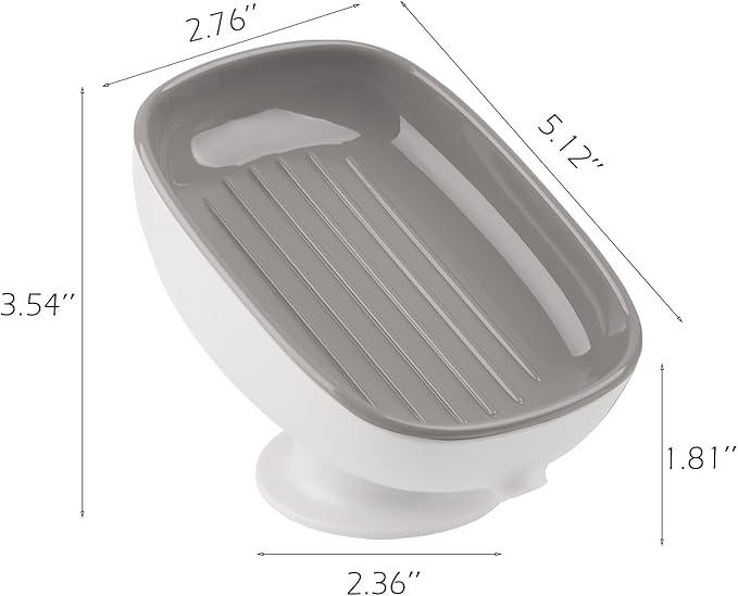 Soap Holder Self Draining for Sink Soap Holder Suction Cup Bar Soap Holder for Kitchen Bathtub - Gray