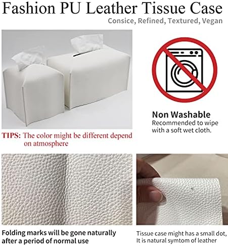 Livelab Tissue Box Cover, Modern Decorative PU Leather Rectangular Tissue Box Case Organizer Holder for Vanity Countertop, Night Stands, Livingroom, Office Desk & Car 9.5X5X5'' | Pastel Grey - Image 6
