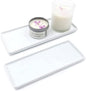 Ceramic Candle Tray - Small Rectangle, White Marble Organizer for Candle, Soap, Jewelry, Perfume, Towel Holder - Decorative Tray for Bathroom, Kitchen, Counter, Restroom (2 Pack)