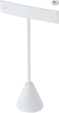 Plymor White Faux Leather T Style, Single Pair Earring Display Stand, 2.5" W x 1.25" D x 4.5" H (Pack of 12)