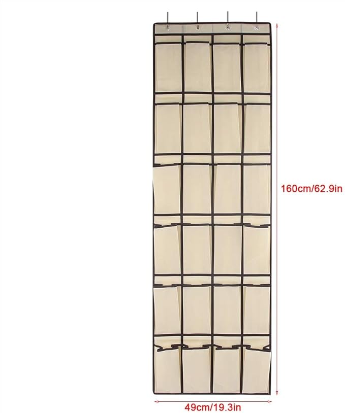24 Pockets Hanging Shoe Organizer, Over The Door Shoe Organizer Hanging Shoes Storage Bag Door Shoe Rack Organizer for Men Women