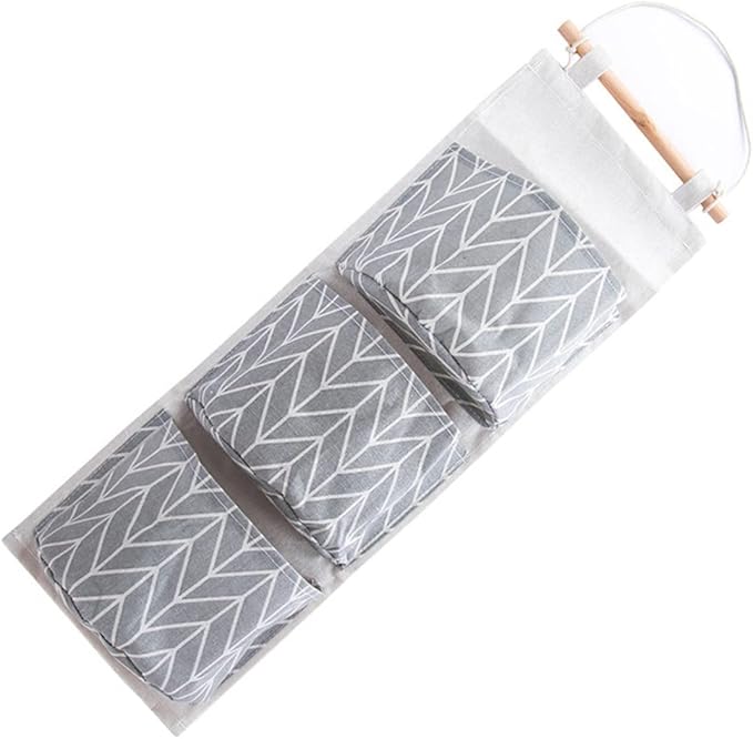 Zerodeko 2pcs Cotton Linen Over Door Hanging Storage Bag Organizer for Bedroom Bathroom Multi-Functional Clothes and Shoe Storage and Grey