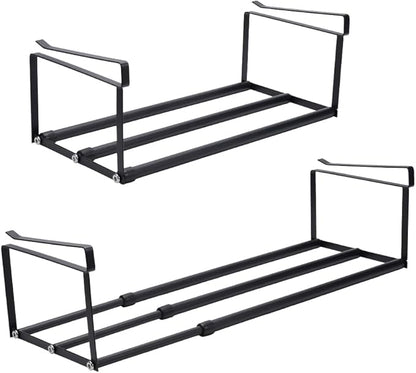 UNICRAFTALE 2Pcs Expandable Shoe Rack Organizer for Closet Black Hanging Under Cabinet Shelf Adjustable Retractable Storage Rack for Shoes Clothing Kitchen Items Space Saving Solution Long 40~70cm